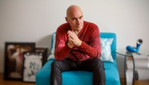 WEST HOLLYWOOD, CA - AUGUST 07, 2014 - Influential comic book writer Grant Morrison in his West Hollywood home, August 07, 2014. He's the mastermind behind a new DC Comics event called the Multiversity, which brings together different realities in one storyline. (Ricardo DeAratanha/Los Angeles Times)